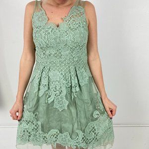 Anthropologie Green Lace Dress